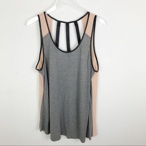 Forever 21 Grey Faux Leather Trim Tank Top Blouse